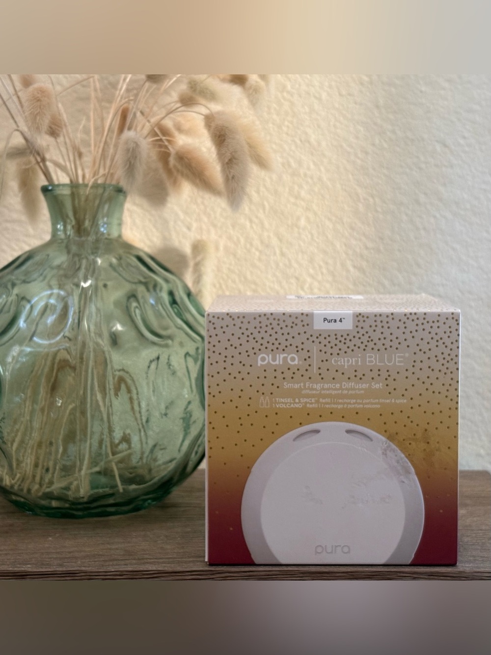 Pura 4 x Capri Blue Smart Home Fragrance Diffuser Set + Tinsel & Spice, Volcano